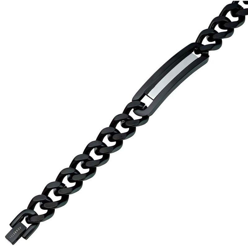 (MBR041B) 12mm Stainless Steel Black Ip Plated ID Bracelet