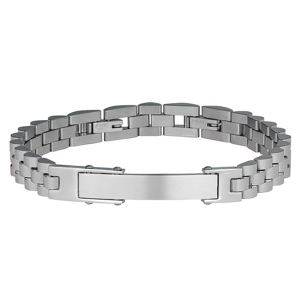 (MBR044S) 8mm Stainless Steel ID Bracelet - TJD Silver