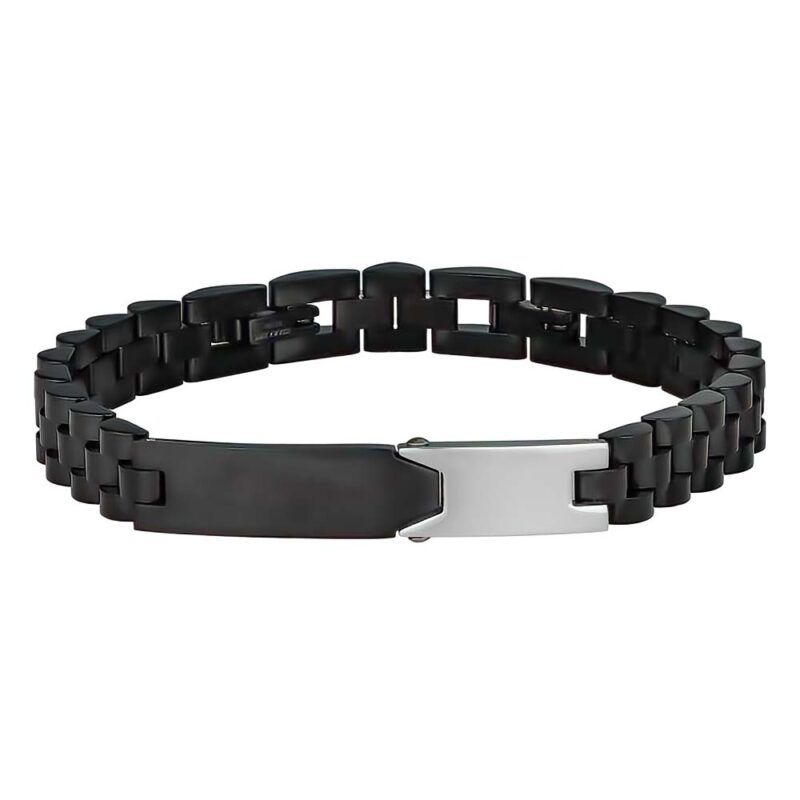 (MBR045BS) 8mm Stainless Steel Black Ip Plated ID Bracelet