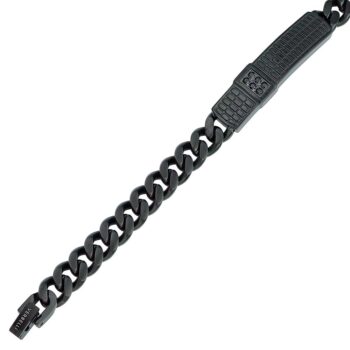 (MBR046B) 10mm Stainless Steel Black Ip Plated Black CZ Bracelet