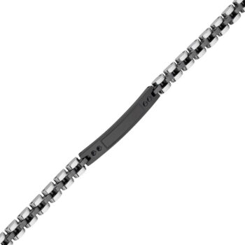 (MBR055SB) Silver and Black IP Plated Stainless Steel ID Bracelet
