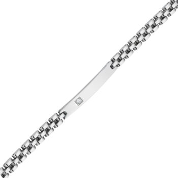 (MBR069S) Stainless Steel ID Bracelet with a CZ