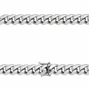 (MIAH400) 14.9mm Rhodium Plated Sterling Silver Hollow Miami Cuban Curb Chain With Box Lock