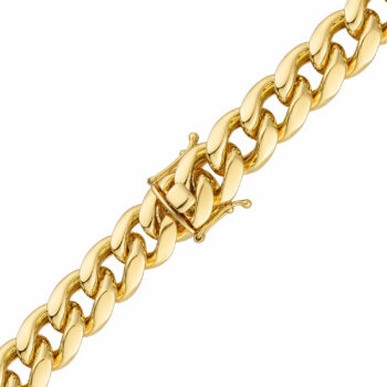 (MIAH400G) 14.9mm Gold Plated Sterling Silver Hollow Miami Cuban Curb Chain With Box Lock