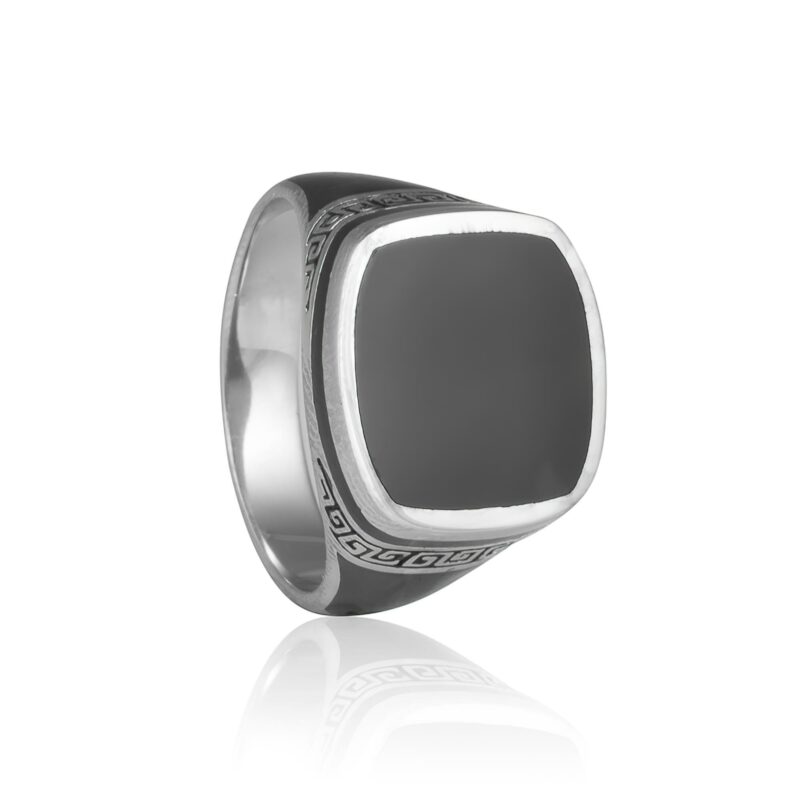 (MR114) Rhodium Plated Sterling Silver Men's Ring