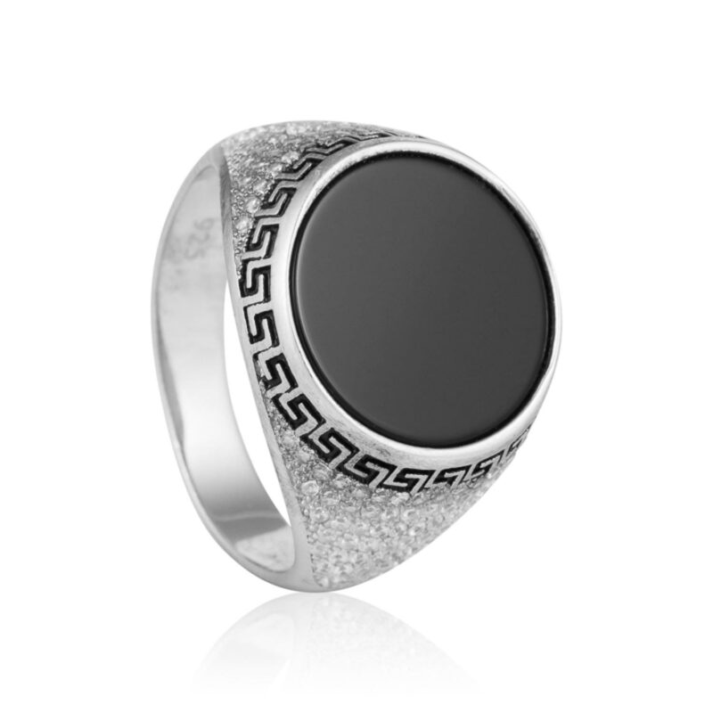 (MR128W) Rhodium Plated Sterling Silver White Men's Ring
