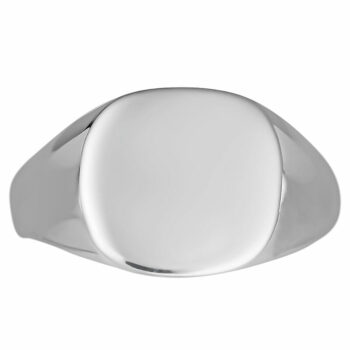 (MR170) Rhodium Plated Sterling Silver Men's Signet Ring - 15mm Engravable Face
