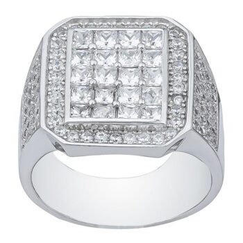 (MR176) Sterling Silver Skull Ring Iced-Out Men's Ring - W (10)