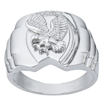 (MR179W) Rhodium Plated Sterling Silver Ring - Size 10