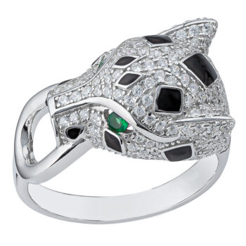 (MR180W) Rhodium Plated Sterling Silver Ring - Size 10