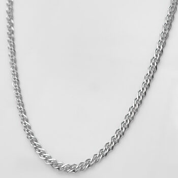 (NON03) 3.0mm Rhodium Plated Sterling Silver Double Curb Link Chain - 45cm