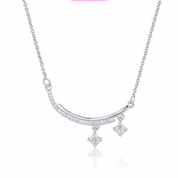 (NP153) Rhodium Plated Sterling Silver CZ Necklace
