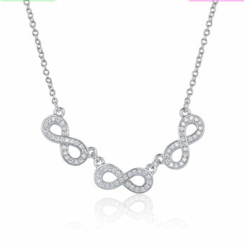 (NP160) Rhodium Plated Sterling Silver CZ Three Infinity Necklace
