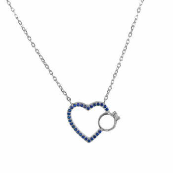 (NP231) Rhodium Plated Sterling Silver Heart CZ Necklace