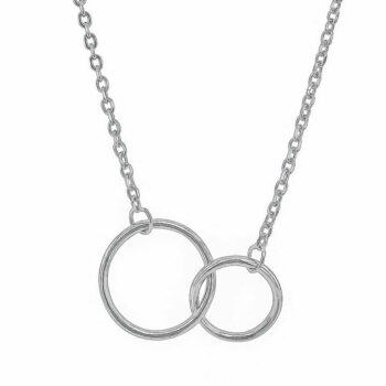 (NP246) Rhodium Plated Sterling Silver Double circle Necklace