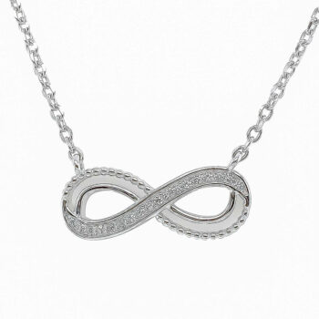 (NP249) Rhodium Plated Sterling Silver Infinity CZ Necklace