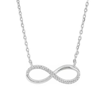 (NP251) Rhodium Plated Sterling Silver Infinity CZ Necklace