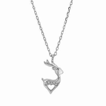 (NP263) Rhodium Plated Sterling Silver CZ Necklace