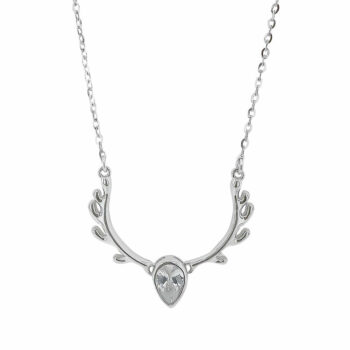 (NP264) Rhodium Plated Sterling Silver CZ Necklace