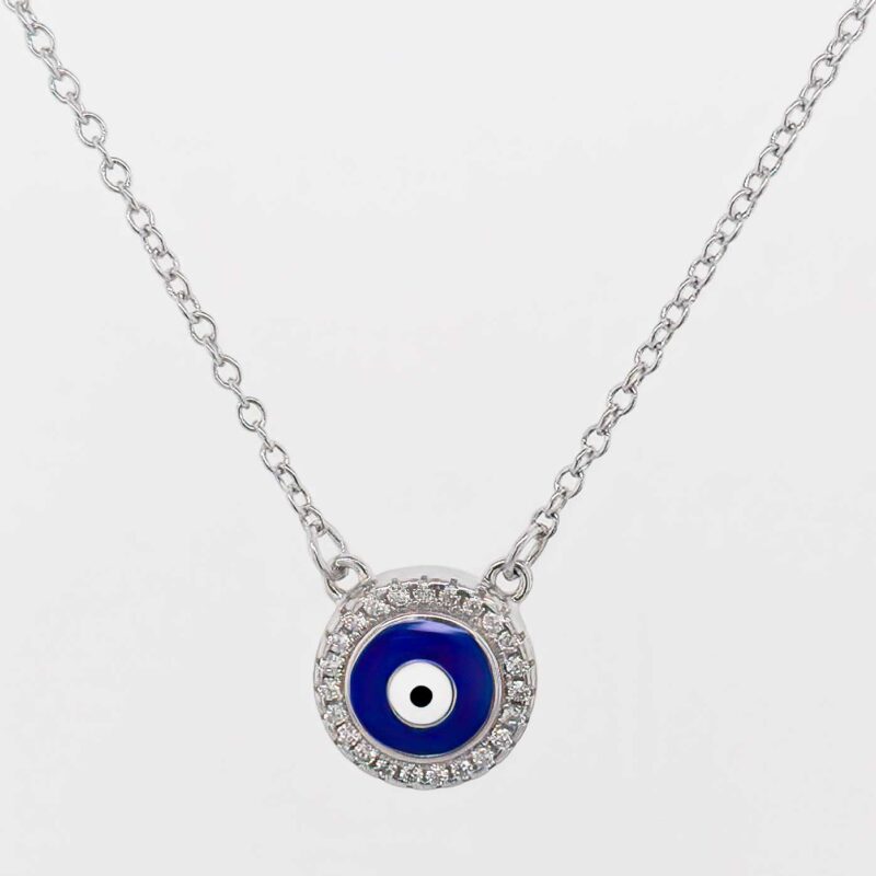 (NP266) Round Evil Eye Necklace 11x11mm