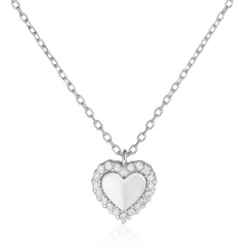 (NP311) Rhodium Plated Sterling Silver Heart Necklace