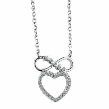 (NP348) Rhodium Plated Sterling Silver Heart With Infinity CZ Necklace