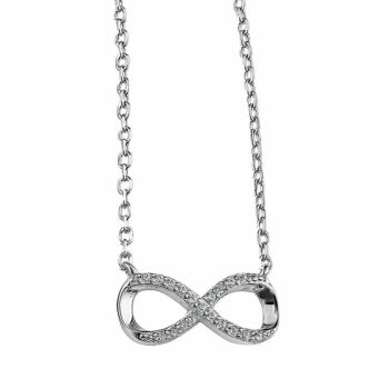 (NP380) Rhodium Plated Sterling Silver Infinity CZ Necklace