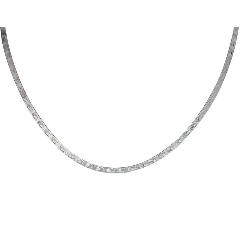 (OM005) 4mm Rhodium Plated Sterling Silver Omega Chain - 45cm