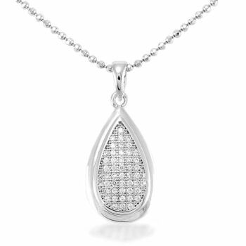 (P125) Rhodium Plated Sterling Silver Pendant - 11x19mm