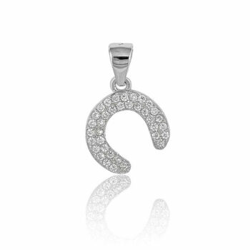 (P170) Rhodium Plated Sterling Silver Pendant With CZ - 13x14mm