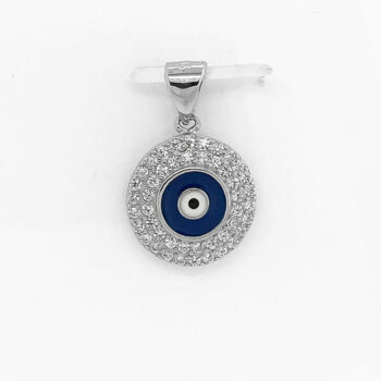 (P327) Rhodium Plated Sterling Silver Pendant With CZ