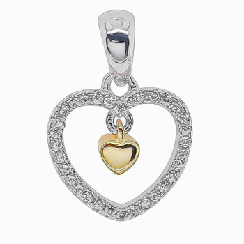 (P385) Rhodium Plated Sterling Silver Pendant