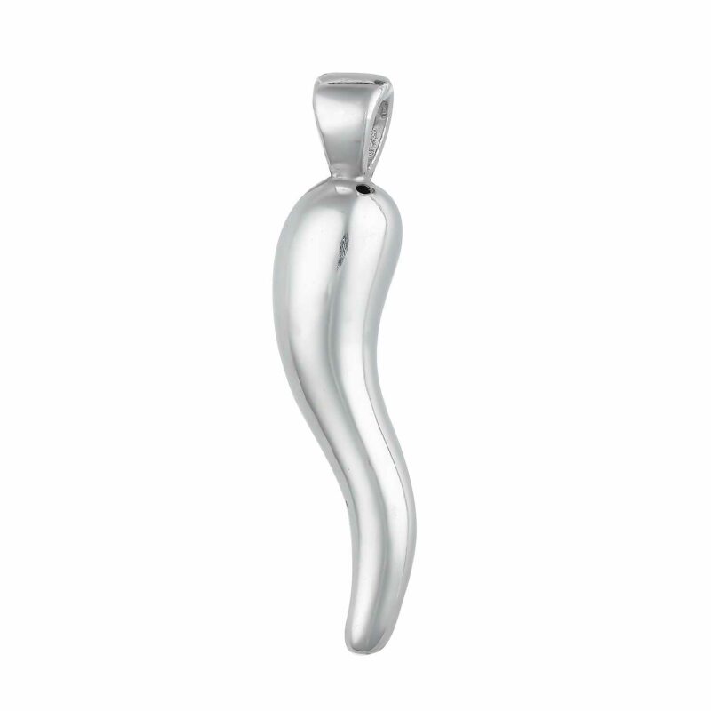 (P405) Rhodium Plated Sterling Silver Horn Chilli Pendant (8x60mm