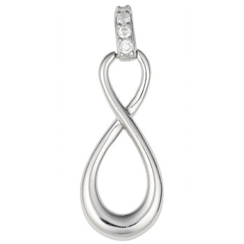 (P410) Rhodium Plated Sterling Silver CZ Infinity Pendant