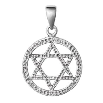 (P418) Rhodium Plated Sterling Silver Star Of David Pendant - 15mm