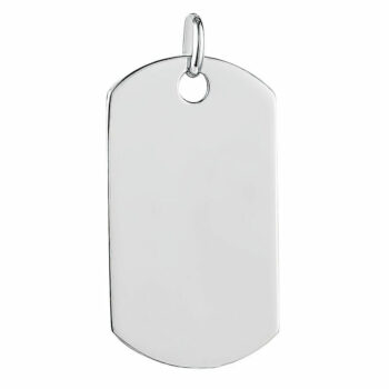 (PID004) 13x23mmRhodium Plated Sterling Silver Rectangle ID Tag Pendant