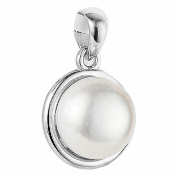 (PMS120) Rhodium Plated Sterling Silver Pearl Pendant