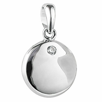 (PMS122) Rhodium Plated Sterling Silver CZ Round Pendant