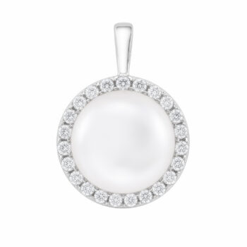 (PMS125) Rhodium Plated Sterling Silver CZ Pendant