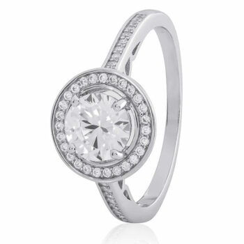 (R305) Round Rhodium Plated Sterling Silver CZ Ring