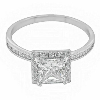 (R311) Rhodium Plated Sterling Silver CZ Ring