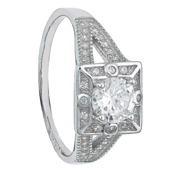 (R349) Rhodium Plated Sterling Silver Ring