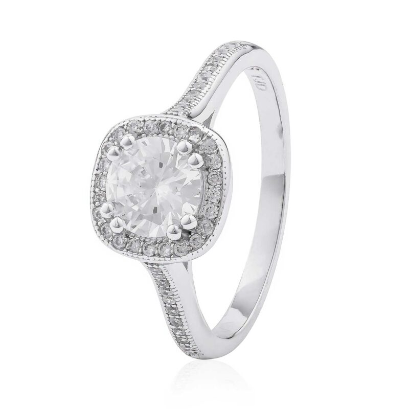 (R364) Rhodium Plated Sterling Silver CZ Ring