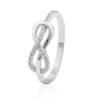 (R369) Rhodium Plated Sterling Silver CZ Infinity Ring