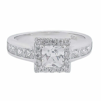 (R388) Rhodium Plated Sterling Silver CZ Ring