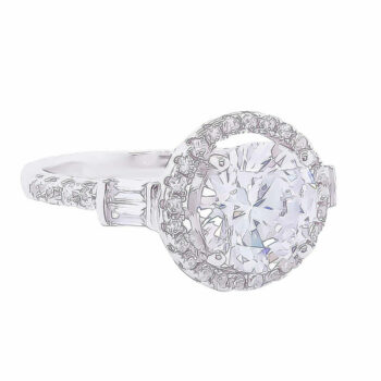 (R393) Rhodium Plated Sterling Silver CZ Ring