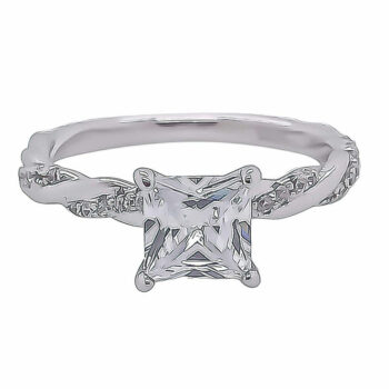 (R394) Rhodium Plated Sterling Silver CZ Ring