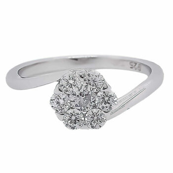 (R395) Rhodium Plated Sterling Silver CZ Ring