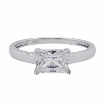 (R406) Rhodium Plated Sterling Silver CZ Ring