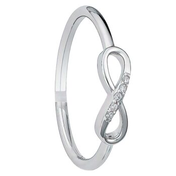 (R443) Rhodium Plated Sterling Silver CZ Infinity Ring